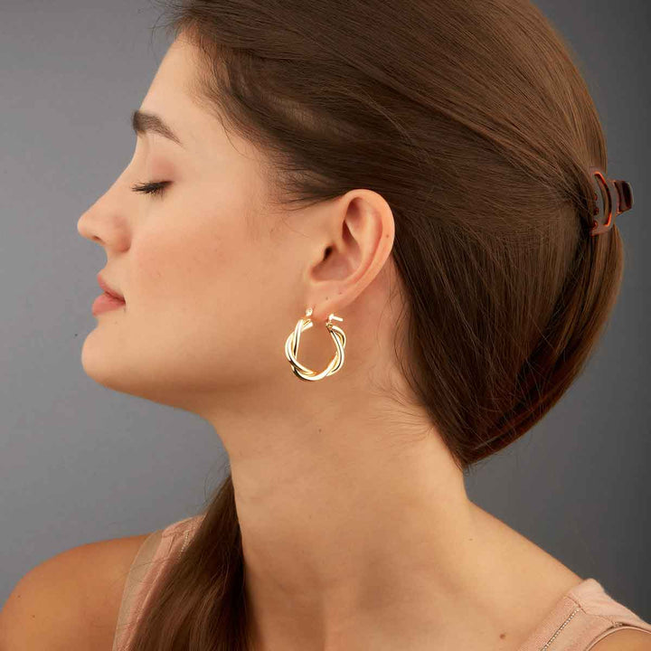 Jolie Golden Twisted Hoop Earrings