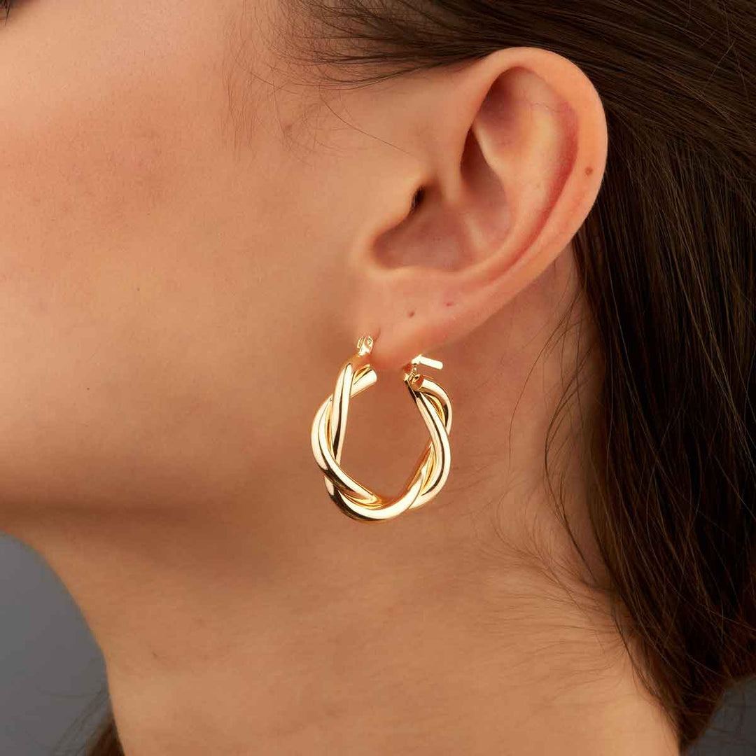 Jolie Golden Twisted Hoop Earrings