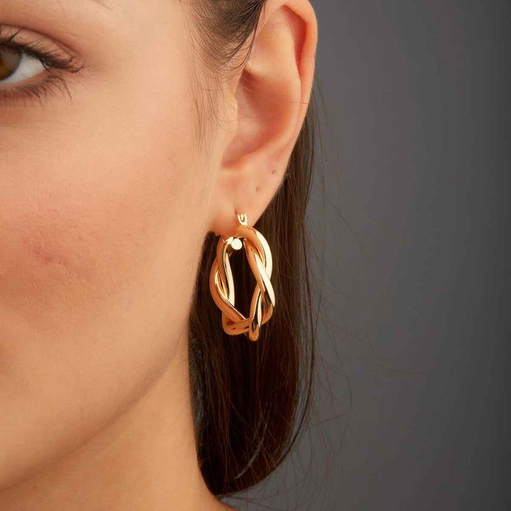 Jolie Golden Twisted Hoop Earrings