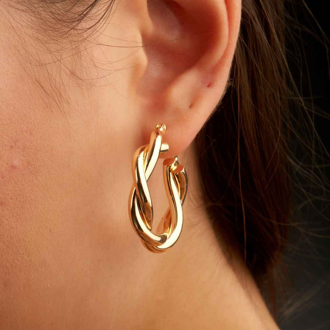 Jolie Golden Twisted Hoop Earrings