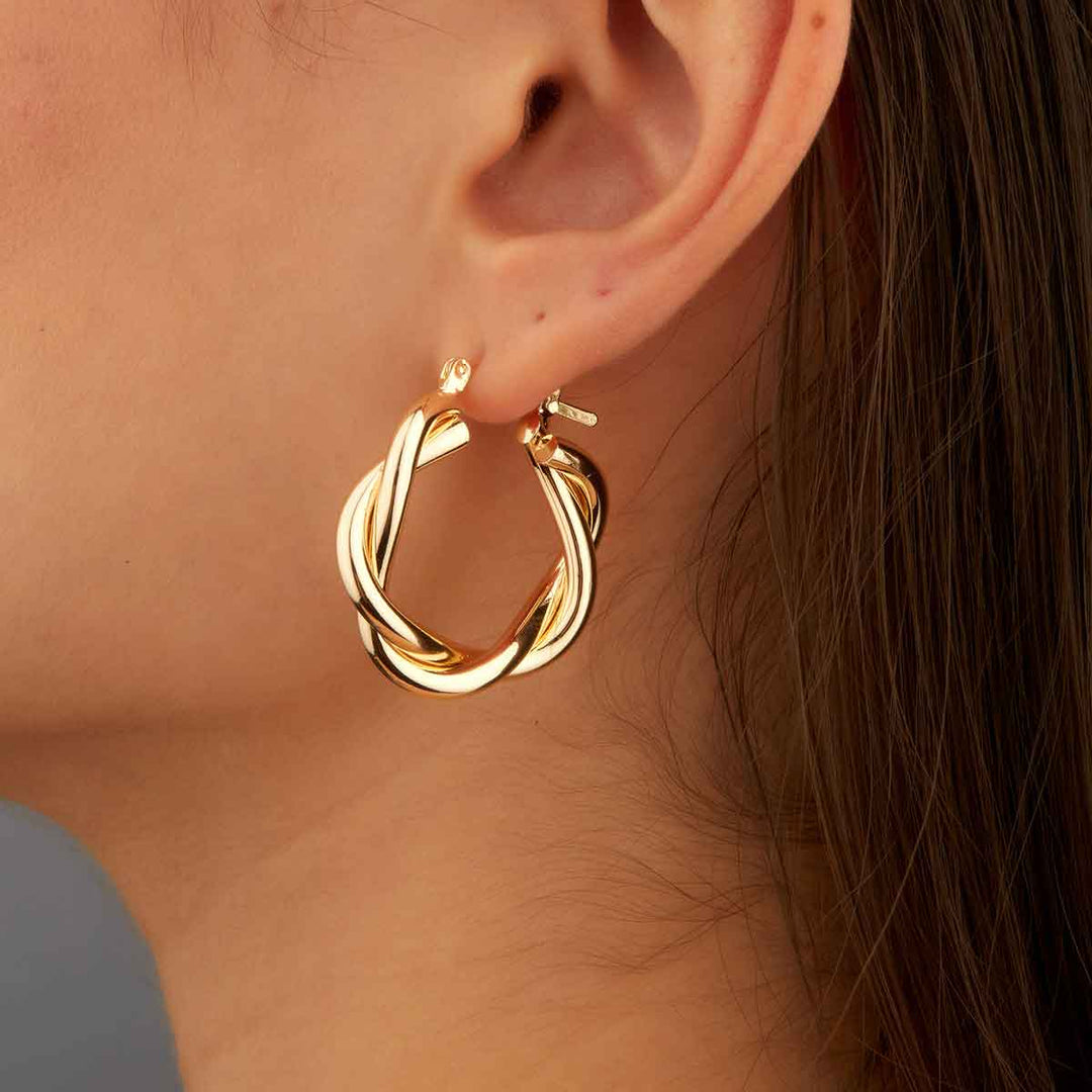 Jolie Golden Twisted Hoop Earrings