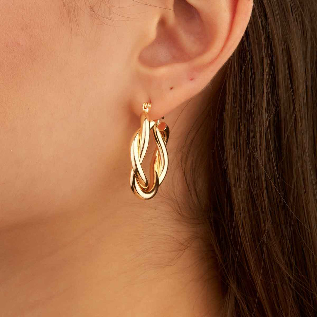 Jolie Golden Twisted Hoop Earrings