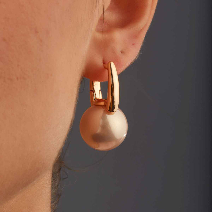 Barbara Pink Pearl Drop Huggie Earrings