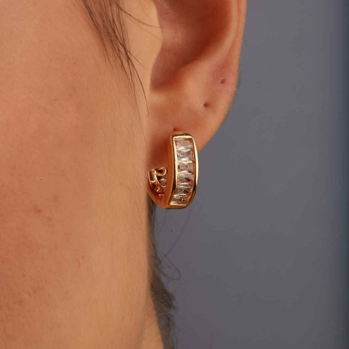 Nancy Baguette Zircon Huggie