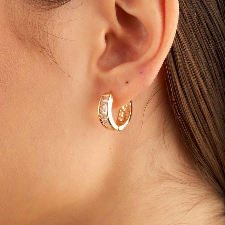 Nancy Baguette Zircon Huggie