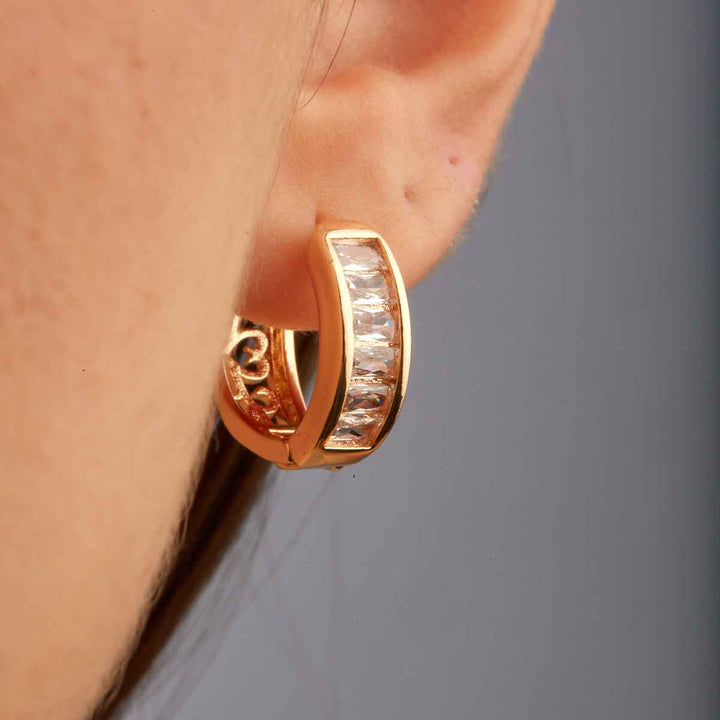 Nancy Baguette Zircon Huggie