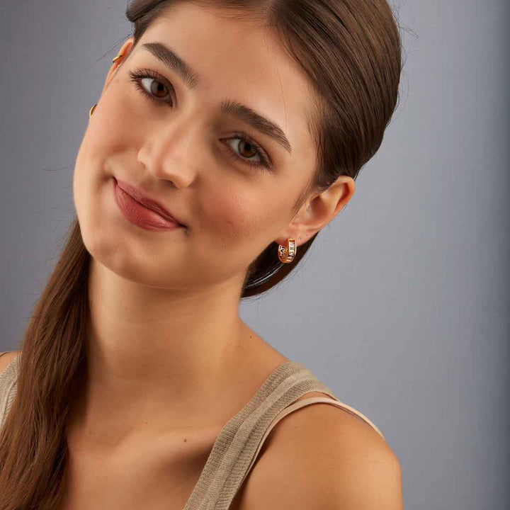 Nancy Baguette Zircon Huggie - Autum Colors