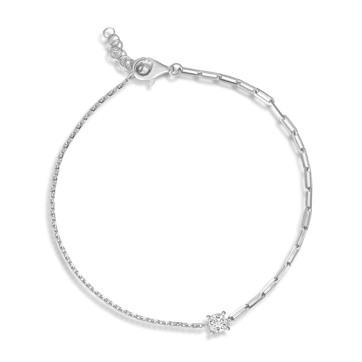 Zeta Solitare CZ Chain Bracelet