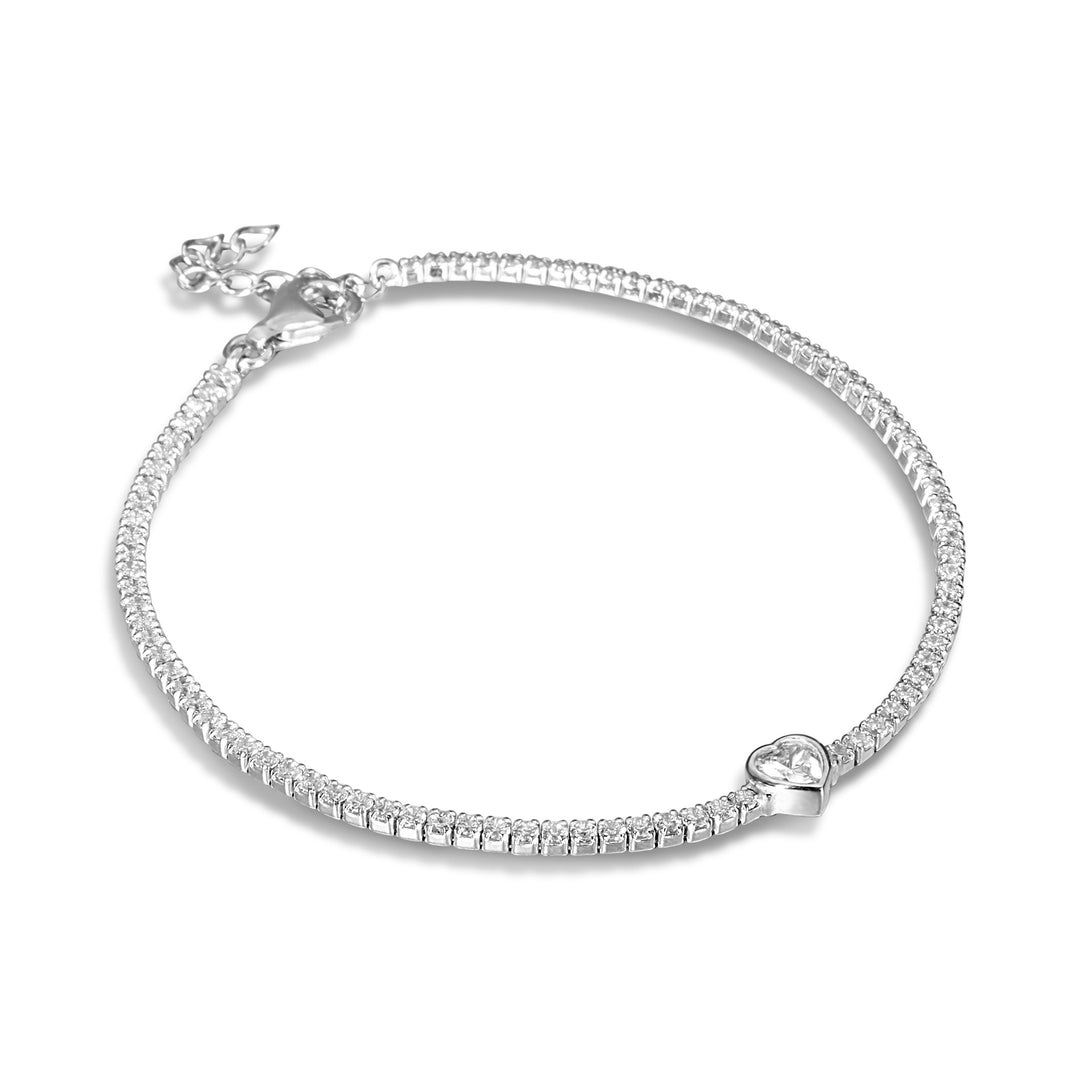 Canel Heart CZ Solitare Tennis Bracelet