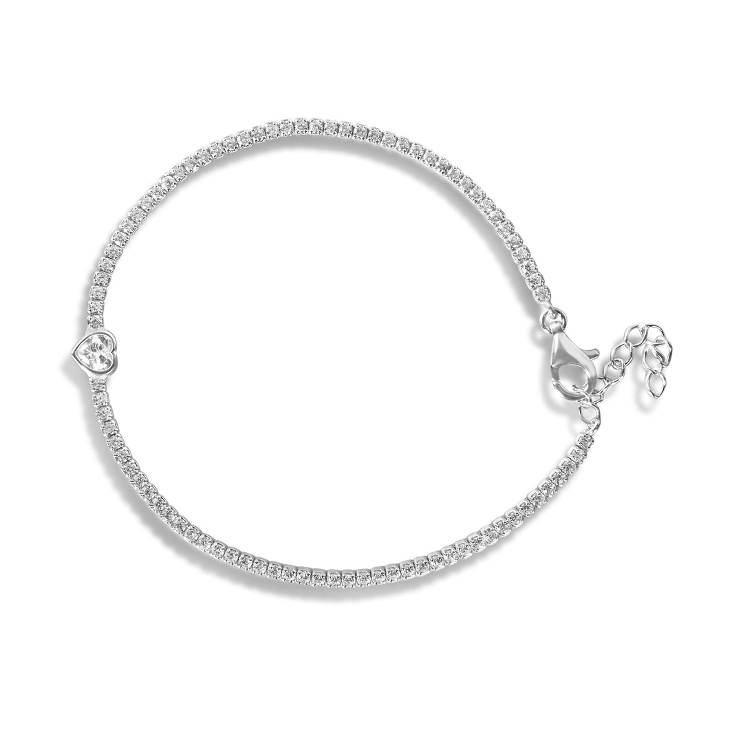 Canel Heart CZ Solitare Tennis Bracelet