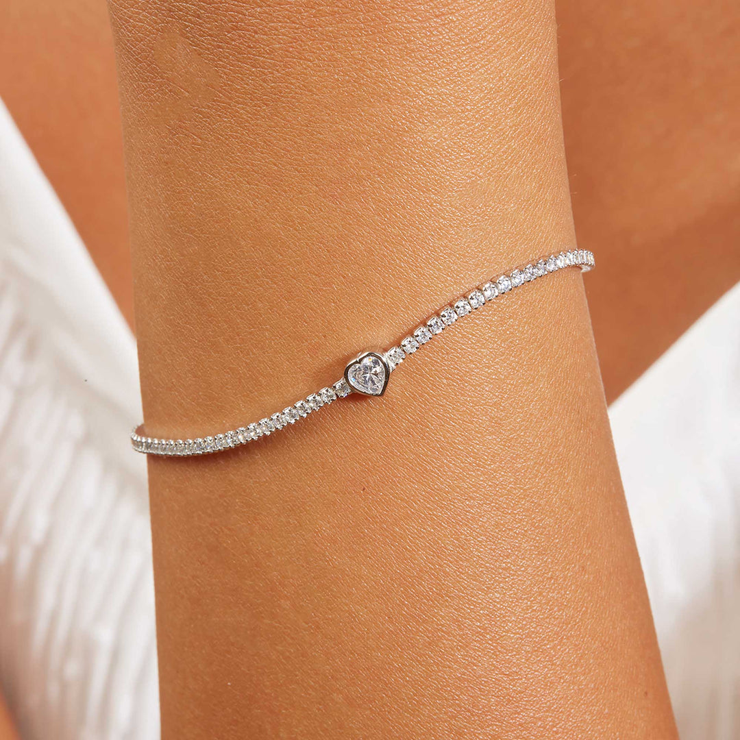 Canel Heart CZ Solitare Tennis Bracelet