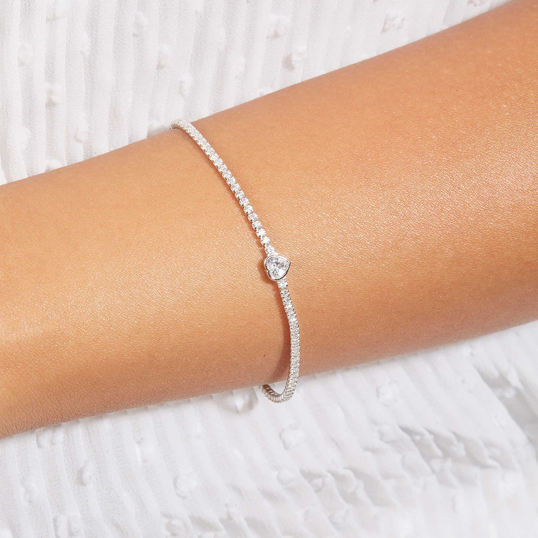 Canel Heart CZ Solitare Tennis Bracelet