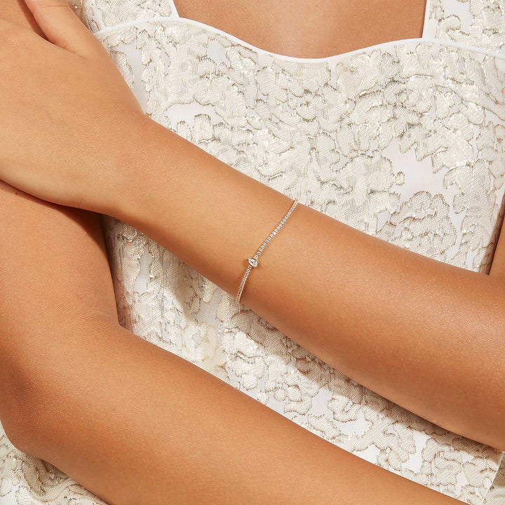 Sule Pear CZ Solitare Tennis Bracelet