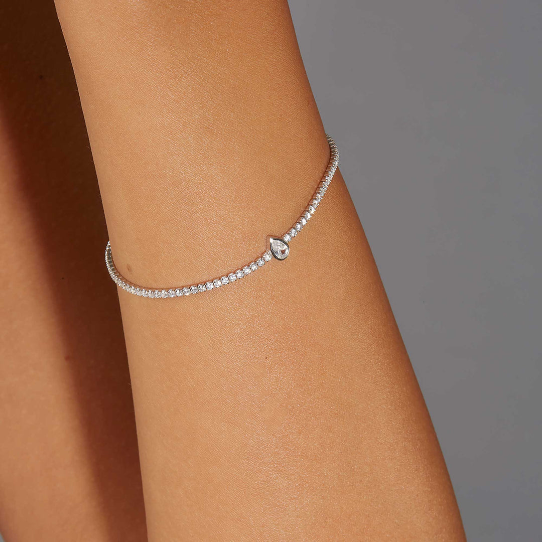 Sule Pear CZ Solitare Tennis Bracelet