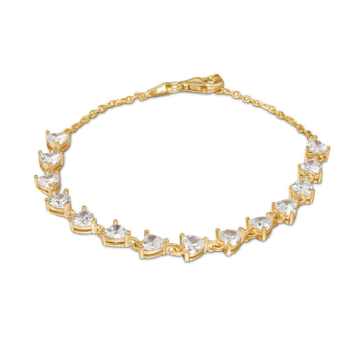 Sibel Half Heart Diamond Half Chain Tennis Bracelet