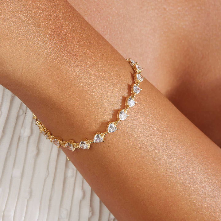 Sibel Half Heart Diamond Half Chain Tennis Bracelet