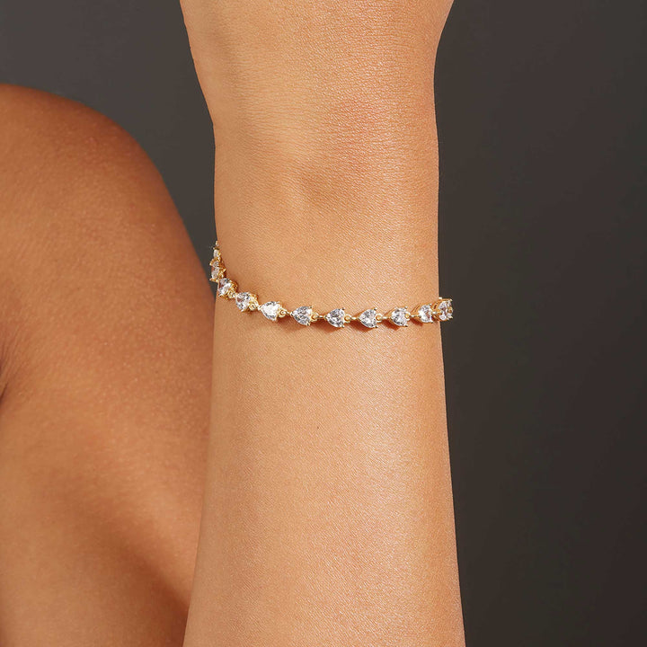 Sibel Half Heart Diamond Half Chain Tennis Bracelet