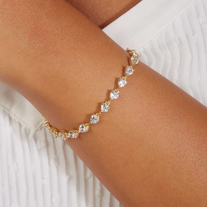Sibel Half Heart Diamond Half Chain Tennis Bracelet