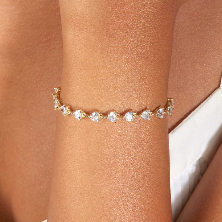 Sibel Half Heart Diamond Half Chain Tennis Bracelet
