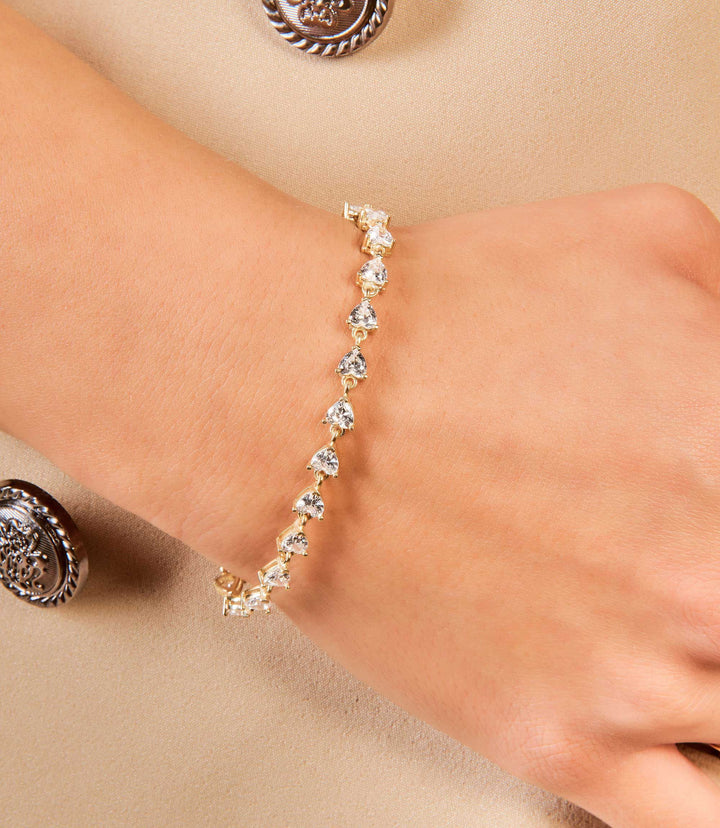 Sibel Half Heart Diamond Half Chain Tennis Bracelet