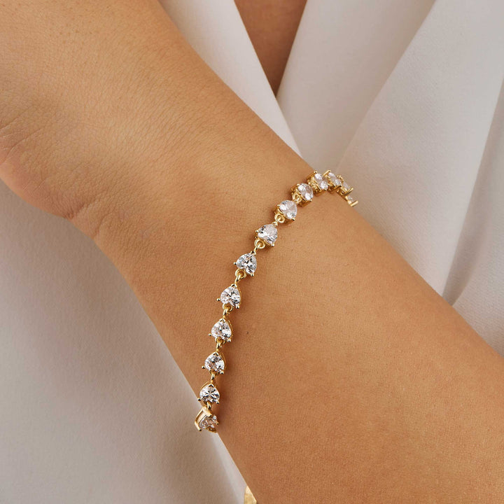 Sibel Half Heart Diamond Half Chain Tennis Bracelet