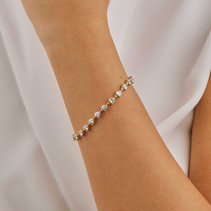 Sibel Half Heart Diamond Half Chain Tennis Bracelet