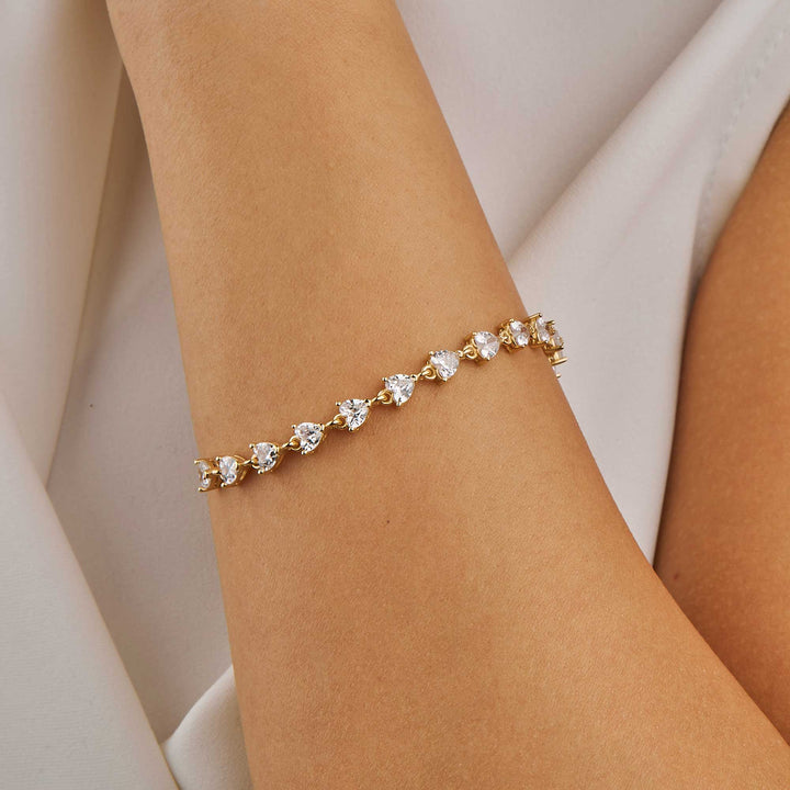 Sibel Half Heart Diamond Half Chain Tennis Bracelet