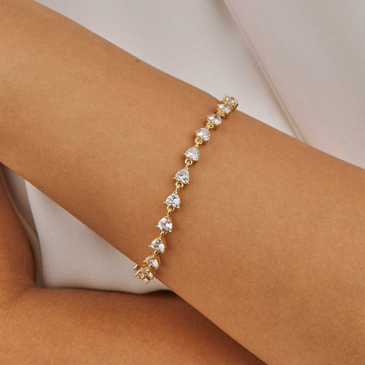 Sibel Half Heart Diamond Half Chain Tennis Bracelet