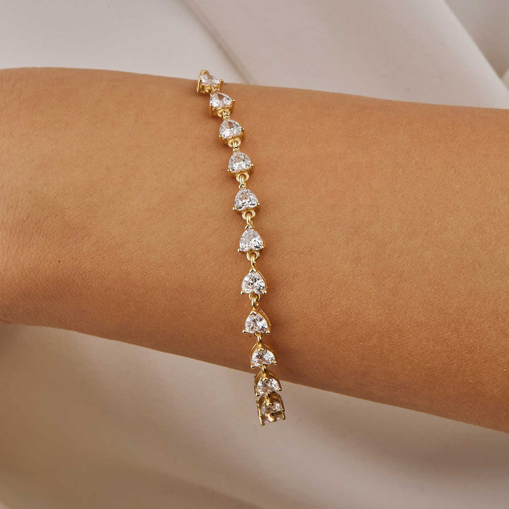 Sibel Half Heart Diamond Half Chain Tennis Bracelet