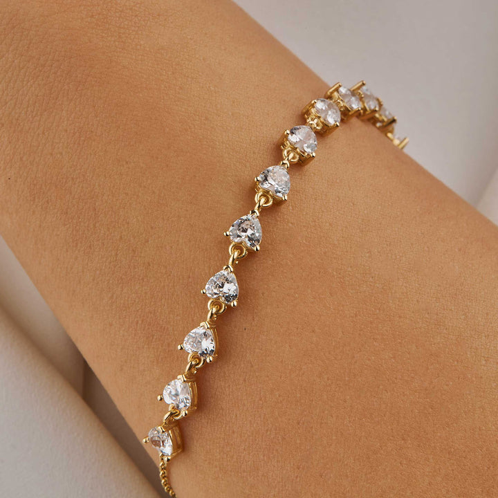 Sibel Half Heart Diamond Half Chain Tennis Bracelet