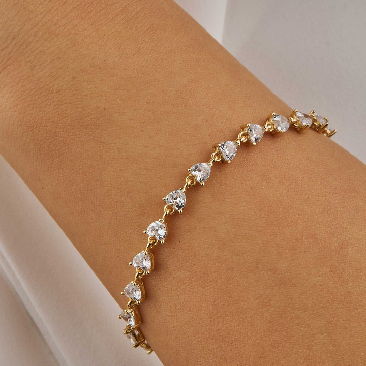Sibel Half Heart Diamond Half Chain Tennis Bracelet
