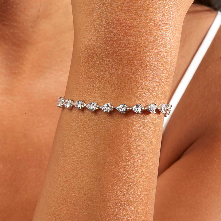 Sibel Half Heart Diamond Half Chain Tennis Bracelet
