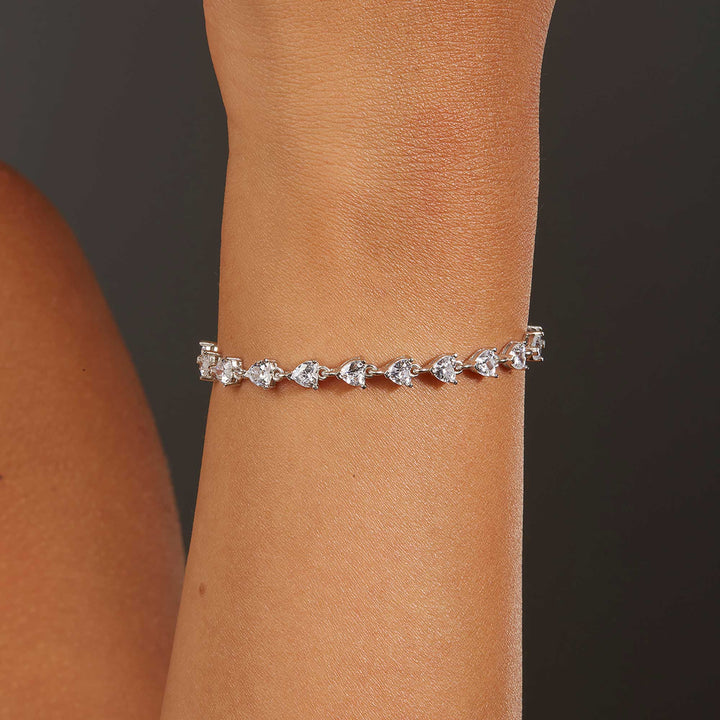 Sibel Half Heart Diamond Half Chain Tennis Bracelet