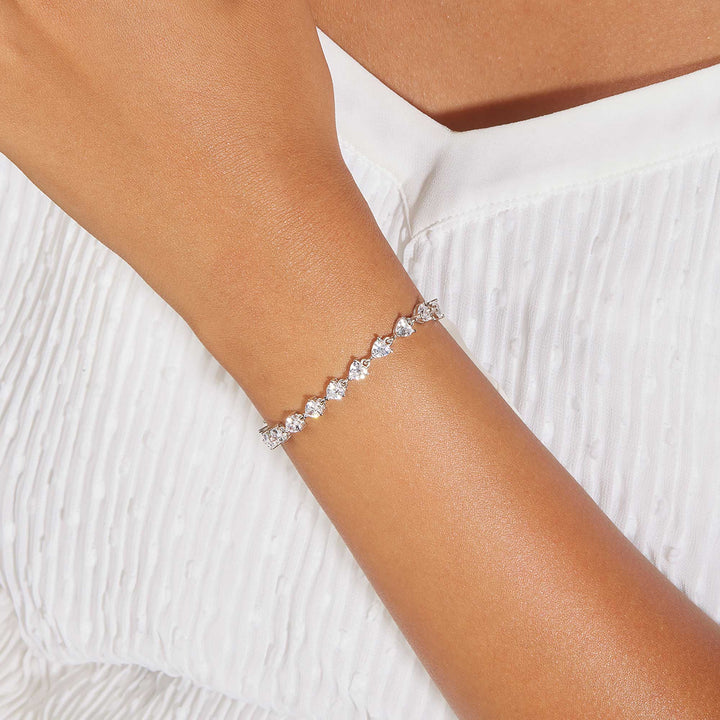 Sibel Half Heart Diamond Half Chain Tennis Bracelet