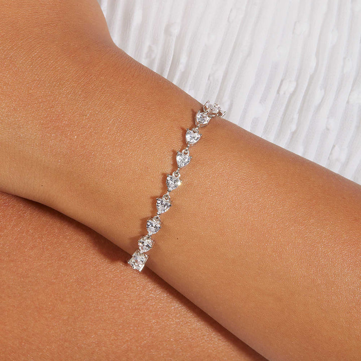 Sibel Half Heart Diamond Half Chain Tennis Bracelet