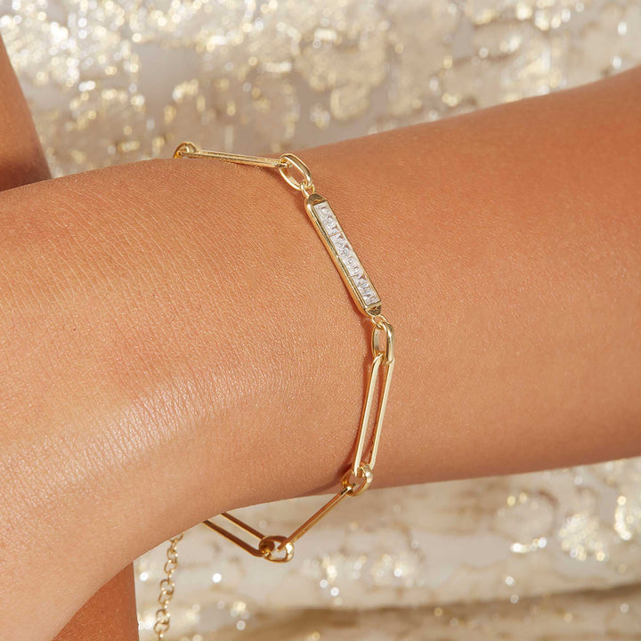 Janice Paperclip Rolo Chain Bracelet with Baguette Diamond Plate
