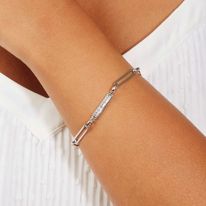 Janice Paperclip Rolo Chain Bracelet with Baguette Diamond Plate