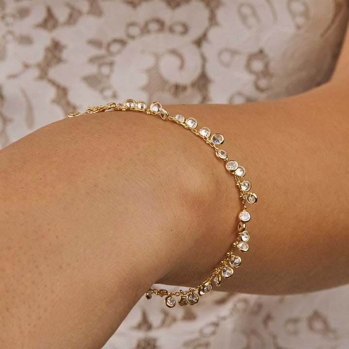 Ecrin CZ Bezel By Yard Drop Dangle Station Bracelet