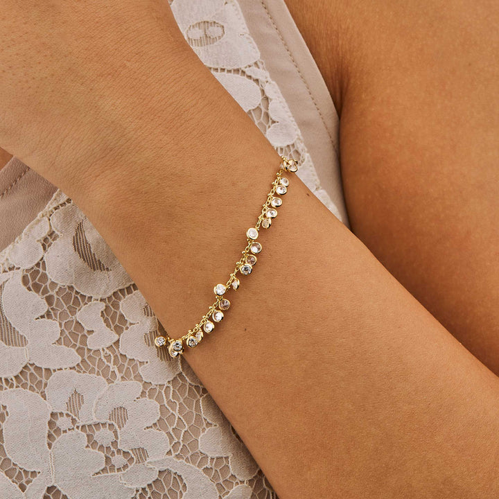Ecrin CZ Bezel By Yard Drop Dangle Station Bracelet