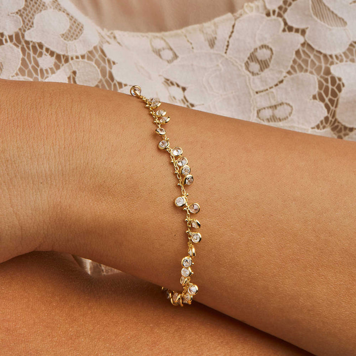 Ecrin CZ Bezel By Yard Drop Dangle Station Bracelet