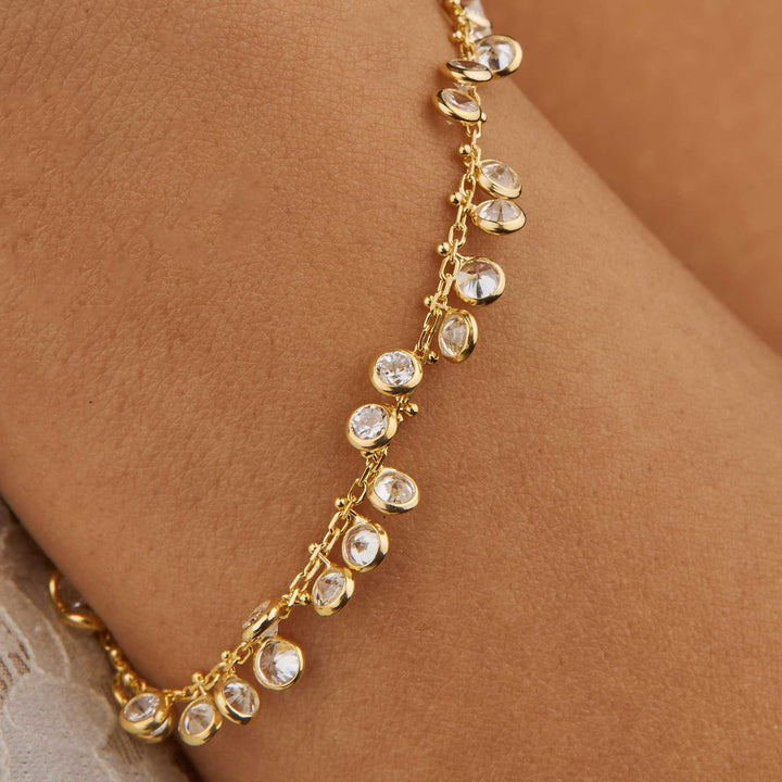Ecrin CZ Bezel By Yard Drop Dangle Station Bracelet