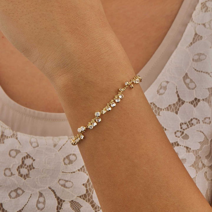 Ecrin CZ Bezel By Yard Drop Dangle Station Bracelet
