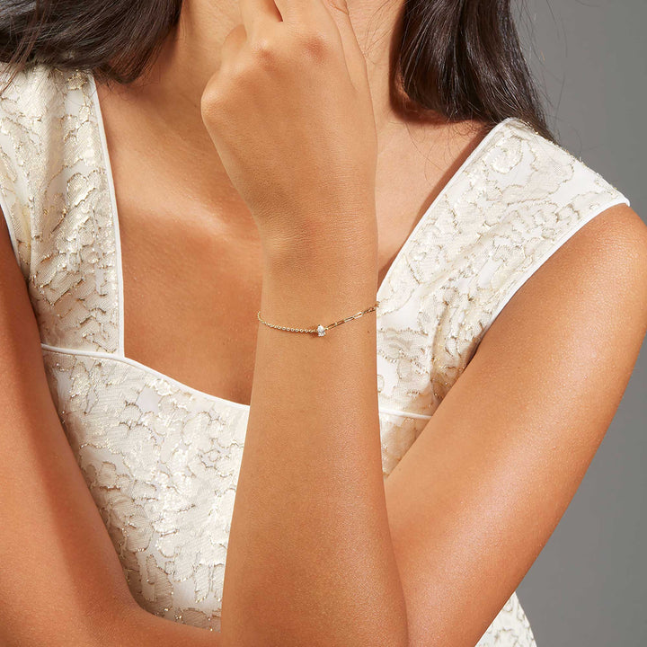 Amaris Pear CZ Diamond Mini Link Chain