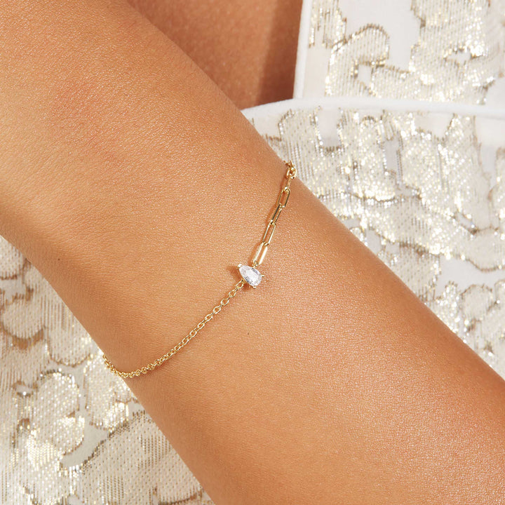 Amaris Pear CZ Diamond Mini Link Chain