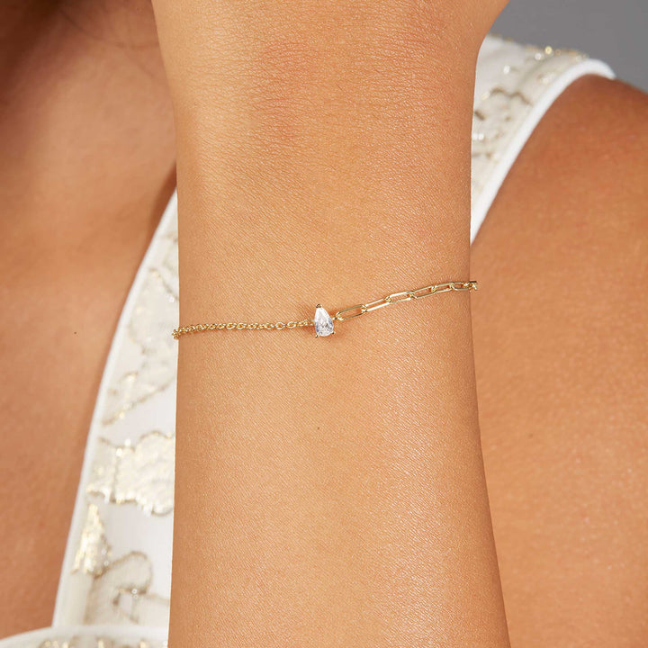 Amaris Pear CZ Diamond Mini Link Chain