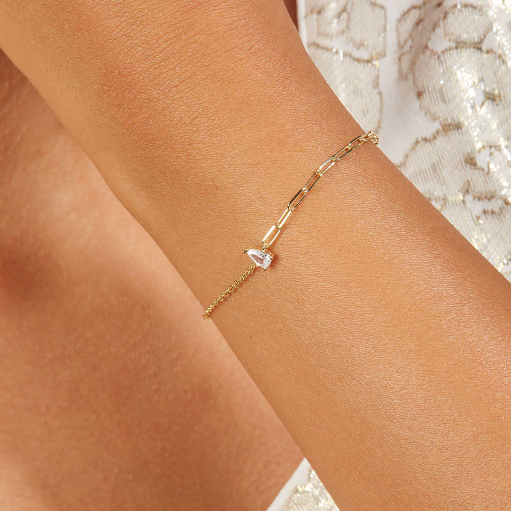 Amaris Pear CZ Diamond Mini Link Chain