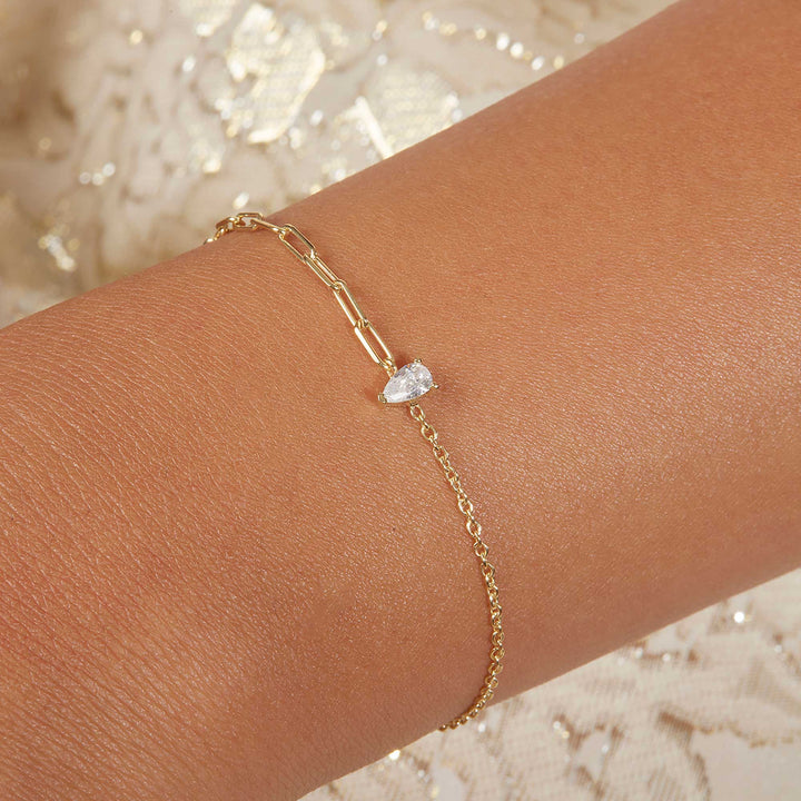 Amaris Pear CZ Diamond Mini Link Chain