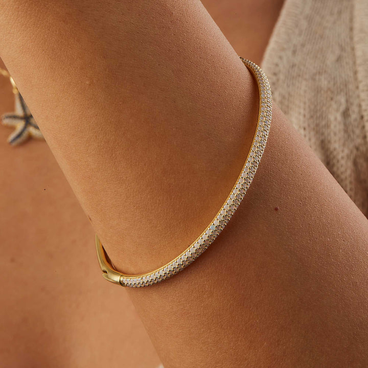 Sunshine Pave Bangle Bracelet - Golden