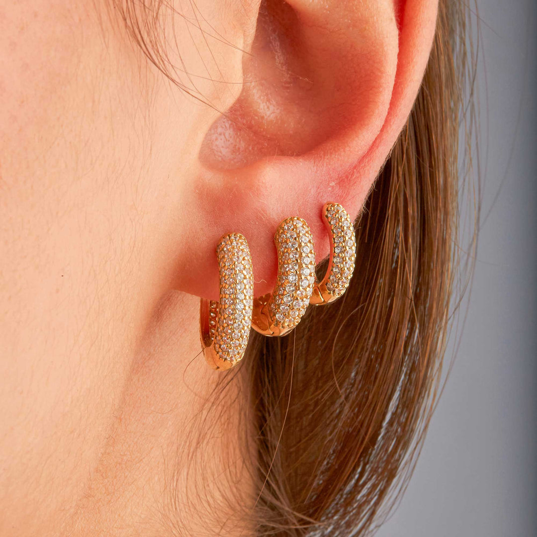 Ronn Pave Huggie Hoop Earrings - Large