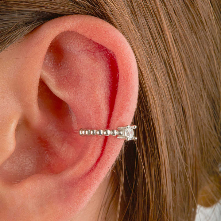 Daelyn Puffy Solid Beads C Form Ear Cuff